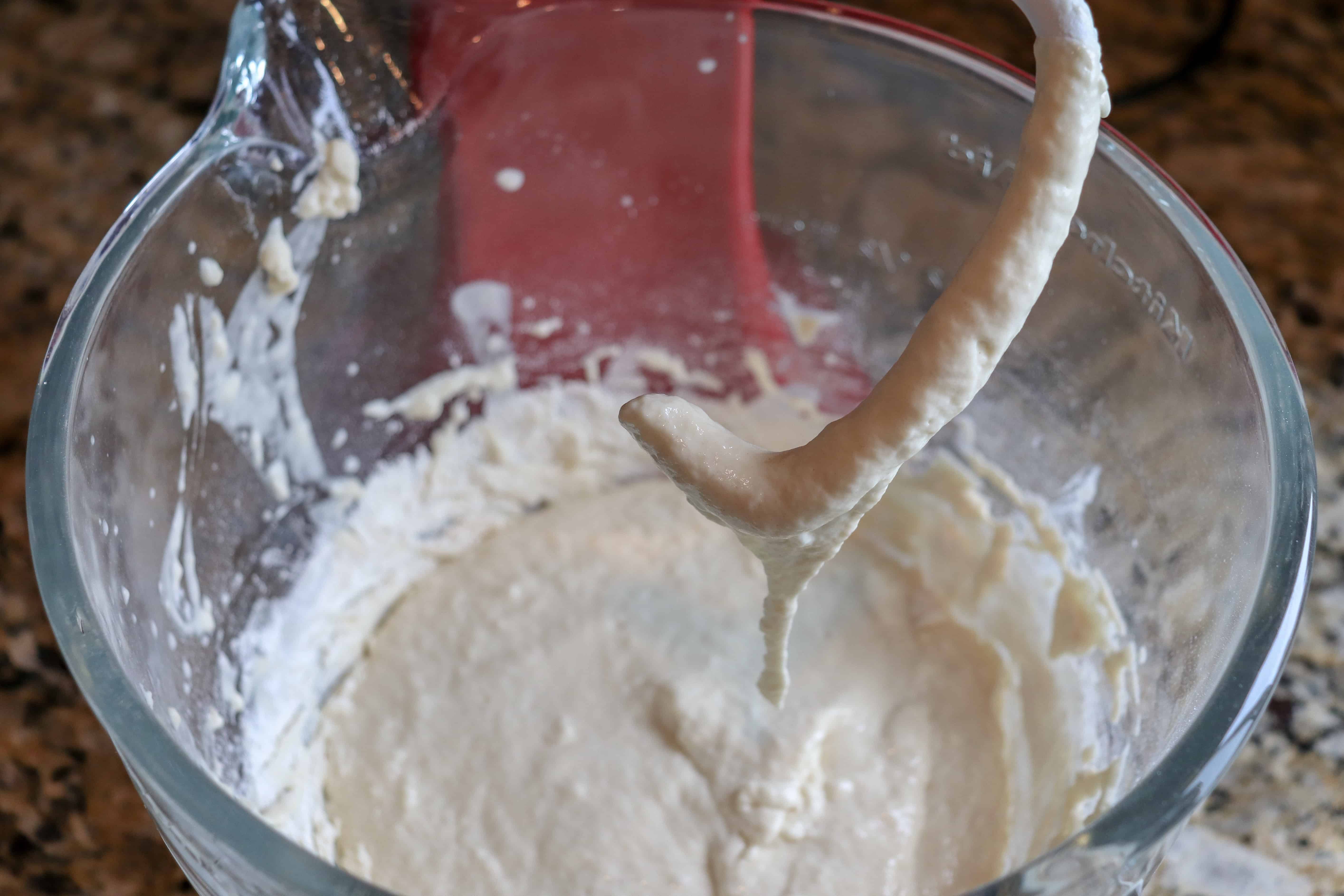 a sticky dough in mixer (pic. 2)