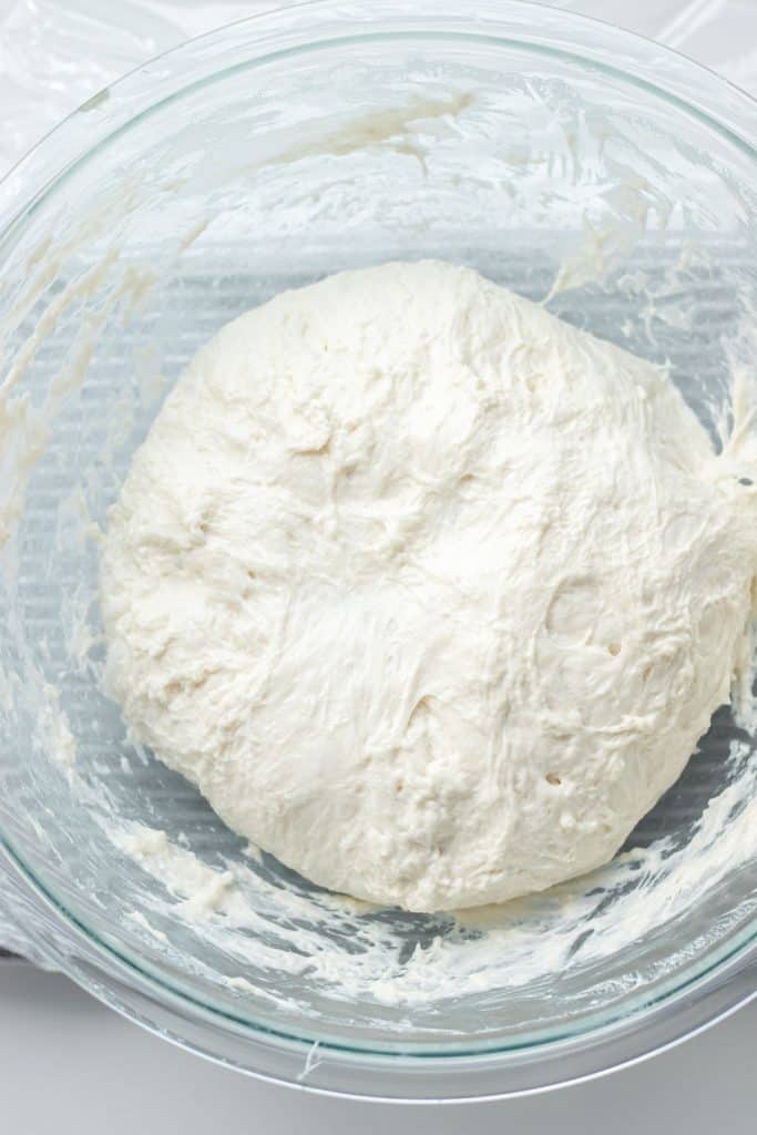 Dough after it has been folded a second time
