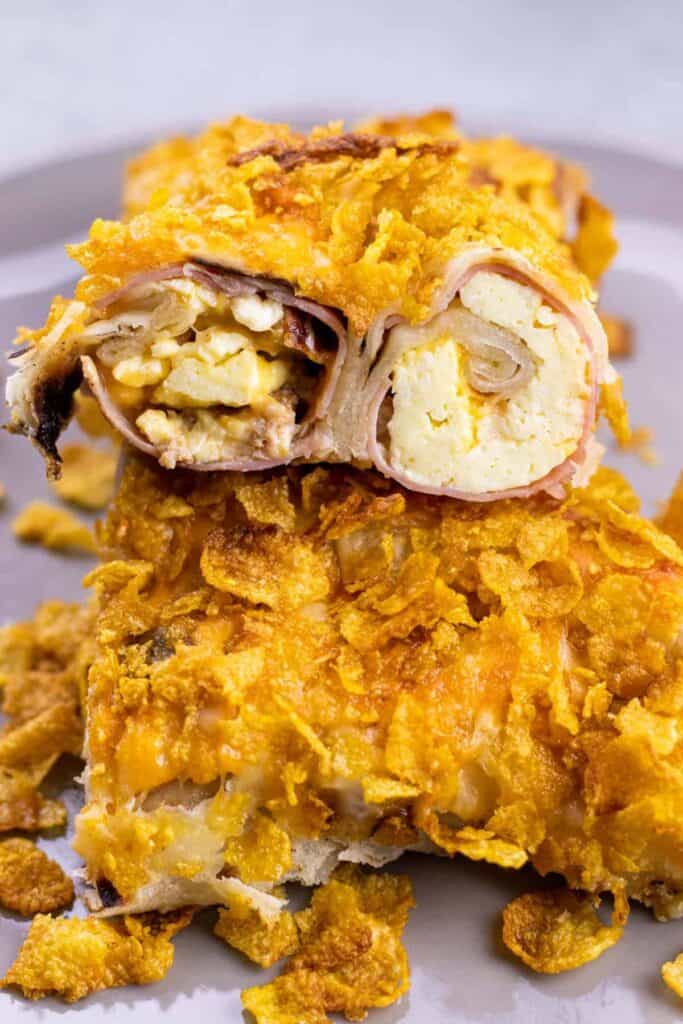 showing the inside of a prepared breakfast enchilada.