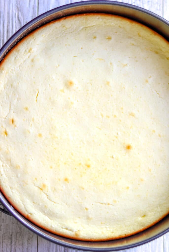 the lemon cheesecake layer after it has been baked