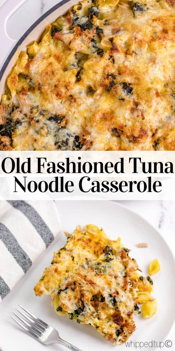 pinterest image for tuna noodle casserole