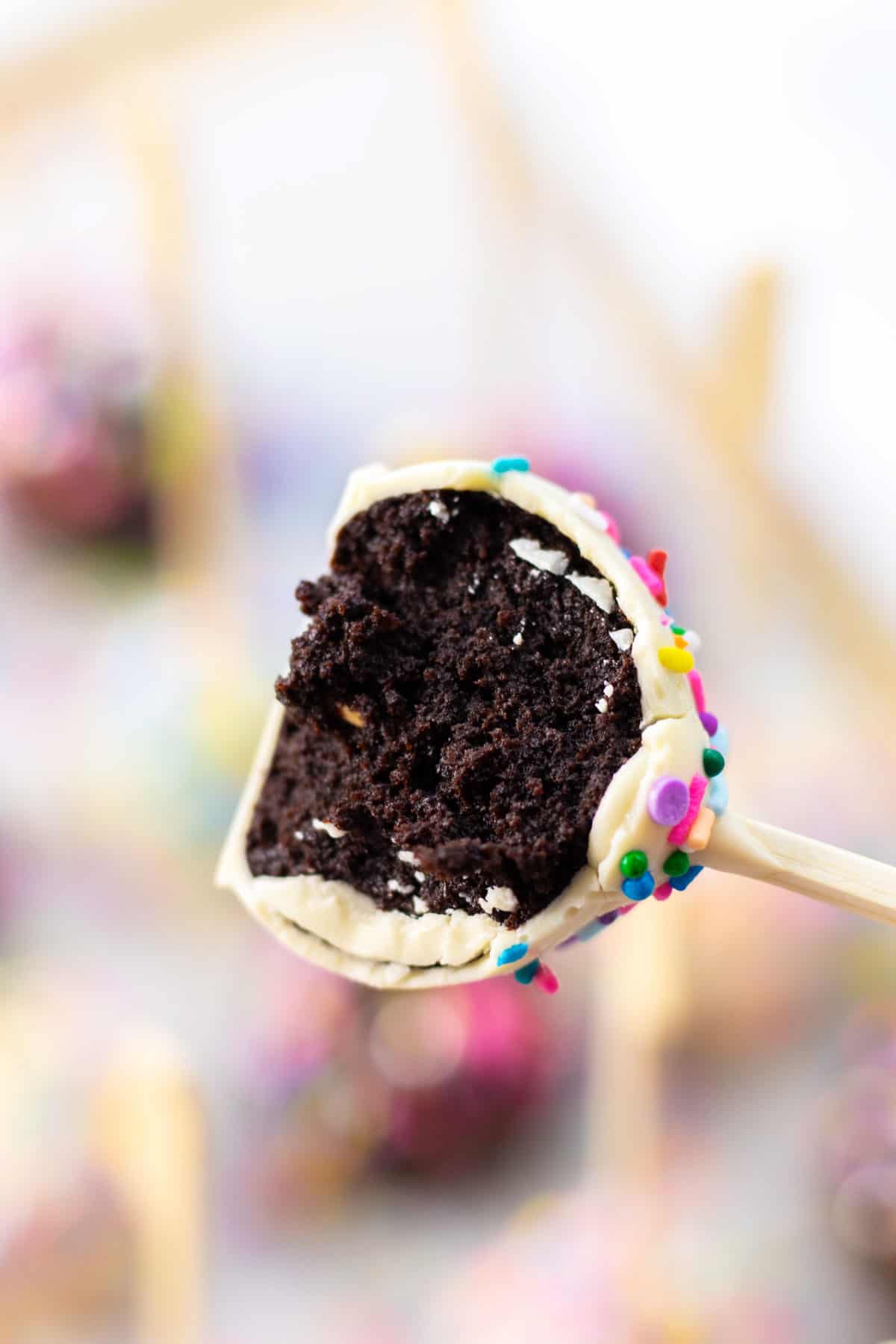 A bite out of a cake pop.