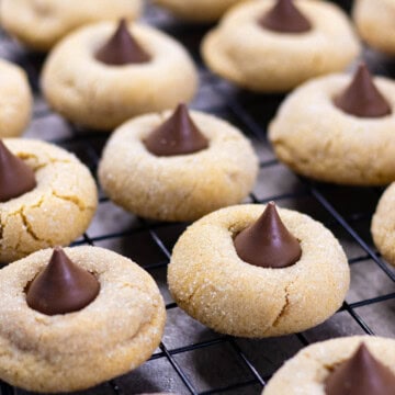 A classic peanut butter blossom cookie with the signature Hershey kiss chocolate on top.