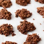 Haystack cookies on a piece of parchment paper.