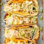 Big mac smash tacos lined up on a serving tray.