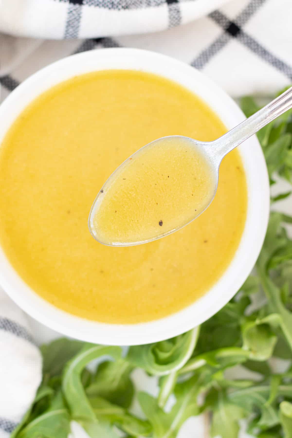 A spoonful of salad dressing.