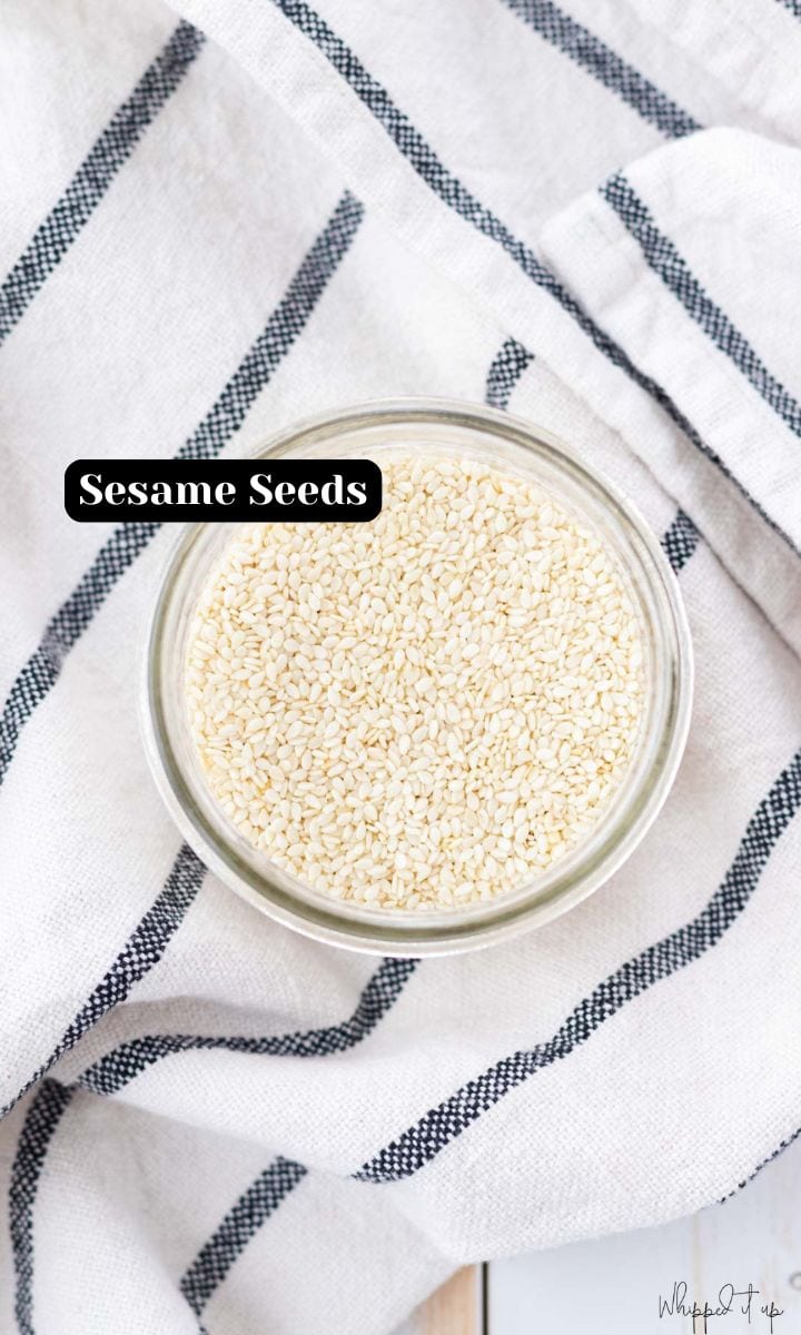 Ingredients include raw sesame seeds.